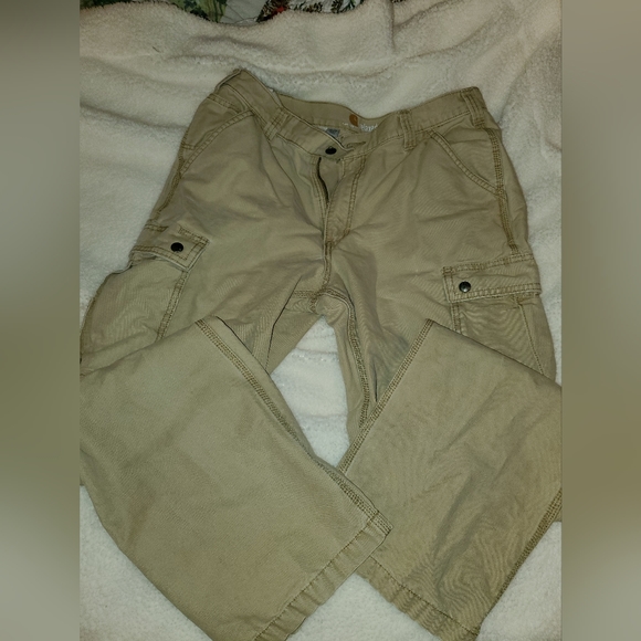 Carhartt Other - Mens Carhartt relaxed fit 36x34.   Khaki  Flaws but in good condition.